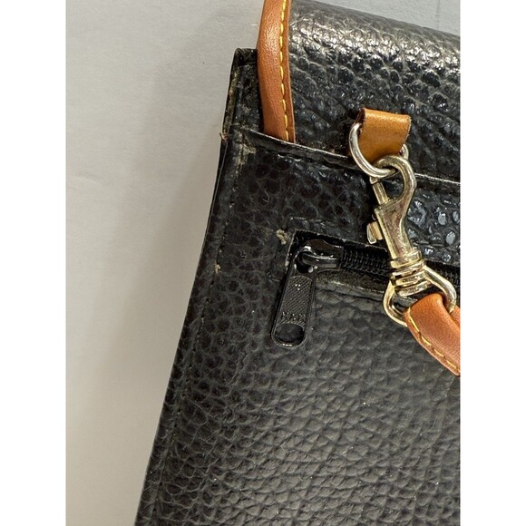 Vtg. Dooney & Bourke Black Leather Travel Crossbody Bag Multi-Pocket Card Slot - Picture 7 of 16